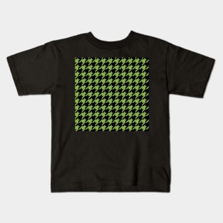 Houndstooth design in greenery and black Kids T-Shirt